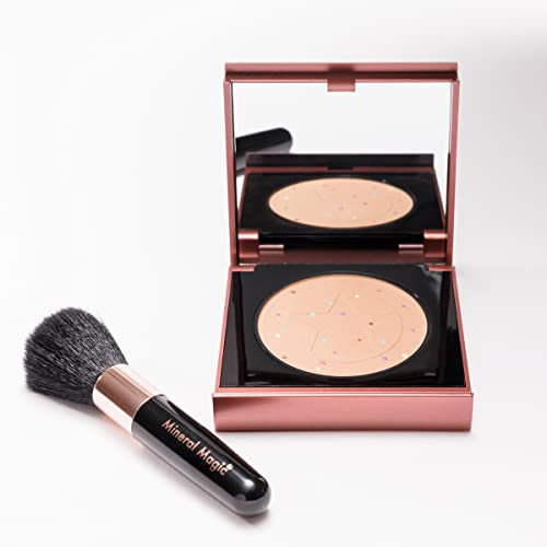 JML Mineral Magic Makeup Perfection Powder - Polvere per il viso pressata a lunga durata, copre, corregge e idrata Q10, trucco per coprire linee sottili, macchie e occhiaie, mandorla