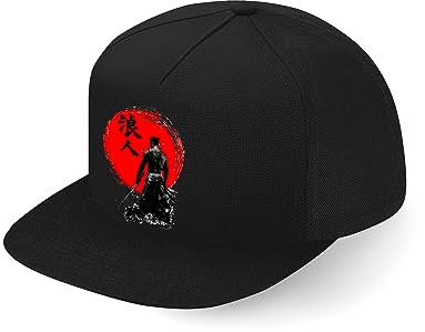 Lauthings Casquette japonaise Samurai Kanji Rising Sun Art Japan Fullcap Art Flat Bill Snapback Cap, Noir , taille unique