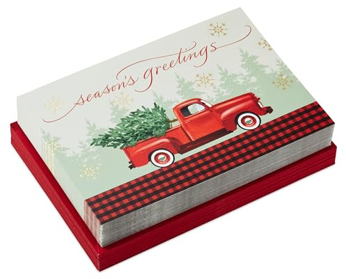 Hallmark Boxed Christmas Cards, Rustic Red Truck (40 Cards and 40 Envelopes) Season's Greetings