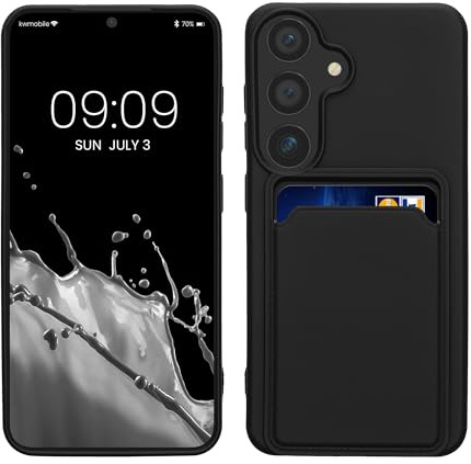 kwmobile fodral kompatibelt med Samsung Galaxy S24 fodral – TPU telefonskydd med kreditkortshållare – svart