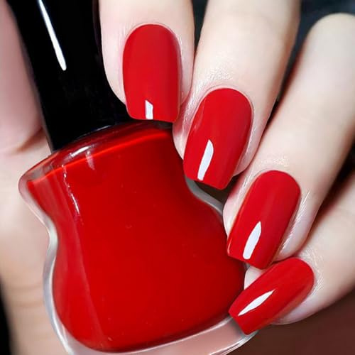 Red Nail Polish, Quick Dry nail polish Burgundy Red Nail Varnish, Glitter Nail varnish Long Lasting Wine Burgundy Cherry red nail Art No Need UV Nail Paint for DIY Salon Manicure at Home (01#)