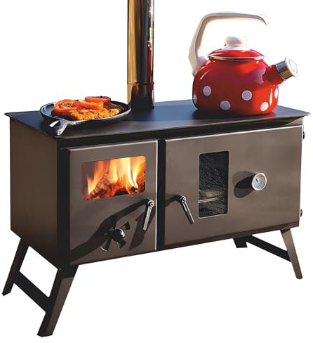 Tent Stove Wood Burning Stove, Outdoor Camping Stove Camp Tent Stove, Tent hunting lodge Burning stove, cooking plow with Oven cooking partition