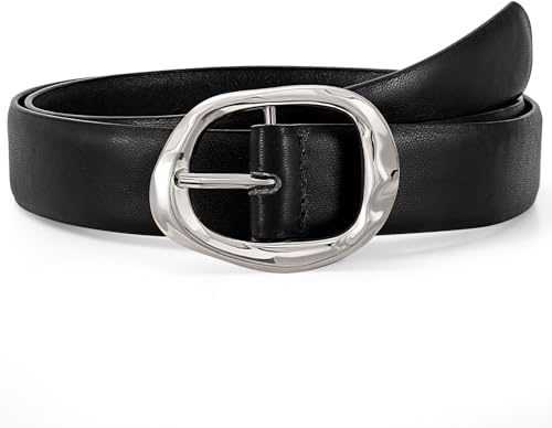 JASGOOD Women Leather Belt for Jeans Pants Ladies Casual Waist Belt Fashion Women Belt with Gold Buckle