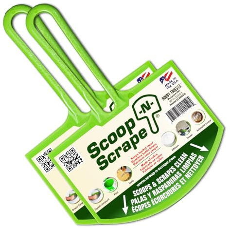 Buddy Tools Scoop-N-Scrape - Efficient Bucket Scoop for 5-Gallon - Lightweight and Durable Curved Bucket Trowel - Made with Heavy-Duty Nylon - Scrapes Clean, No More Shavings - Pack of 2