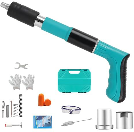Pistola Sparachiodi,Viene Fornito Con 200 Chiodi,Compreso Kit Accessorio,5 Posizioni Regolabili,Adatto Per Soffitti,Tubi,Impianti Elettrici,Decorazione d'Interni (Blu)