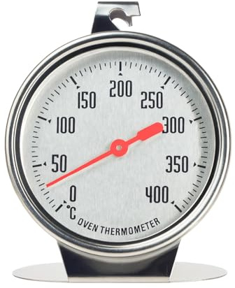 Termómetro para horno eléctrico, termómetro de horno para horno de gas, termómetro de horno de esfera grande Ideal para Hornos Eléctricos, de Gas y Parrillas, Diseño Duradero con Gancho y Base
