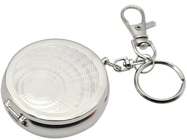 LZZEM Portable Pocket Ashtray Mini Round Metal Vehicle Cigarette Ashtray with Key Chain and Cigarette Snuffer Modern Ash Holder for Travelling and Outdoor Use