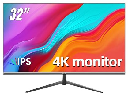 ZZA 32 Inch Computer Monitor, 4K Monitor 60HZ UHD(3840 * 2160P) IPS Screen with Ultra-Thin Bezels,HDR10,HDMI/DP Ports, Tilt Adjustable, Eyecare, Ideal for Business, Office, and Casual Gaming