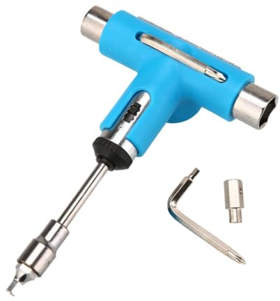 BELLIFFY One Multifunktionales T-Tool Skateboard-Werkzeug aus Robustem Stahl und Abs Tragbar Geeignet für Skateboards Longboards Mini-Skateboards und Cruiser mit Ratsche Leicht und Kompakt