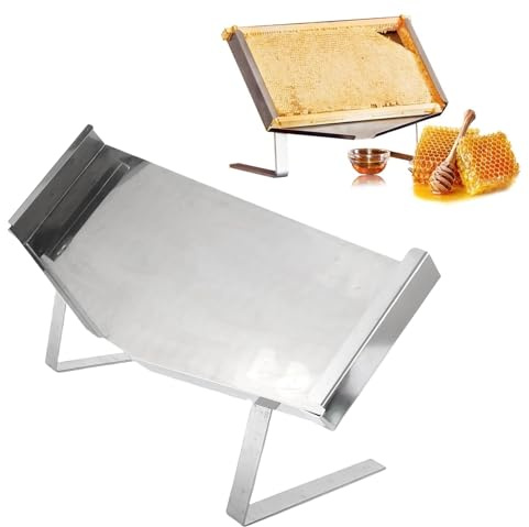 FLEXMAN Honeycomb Frame Display Stand, Rostfritt Stål Comb Honey Display Stand, Justerbar Höjd Honung Avlockningshållare för Biodling Restauranger Bagerier