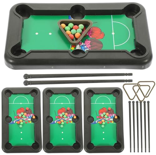 BESPORTBLE Ensemble Mini Billard de Table Portable 4 Pièces en Plastique Léger pour Garçon et Filles et Adultes, Jeu Compact de Billard Miniature Loisirs Famille, Pique-niques et Camping