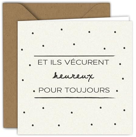 Edition Colibri Carte de mariage - Motif graphique avec points | Carte pliée (15x15 cm) – avec enveloppe kraft – Intérieur vierge