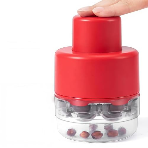 Deshuesador de Cerezas 7 en 1, Deshuesar de Frutas con 7 Orificios, Descorazonador de Cerezas para Frutas, Cerezas, Bayas (Rojo)