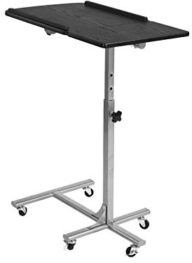 Bakaji 2829373 - Tavolino Porta PC/Notebook/Laptop, con Rotelle, Nero, Altezza Regolabile 60 x 40 x 70/90cm