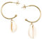 Happiness Boutique Damen Creolen mit Muschel Anhänger in Goldfarbe | Runde Ohrringe in Cremefarbe Edelstahlschmuck