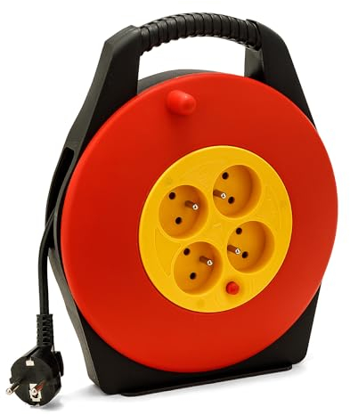 Velamp DOMREEL-10 - Enrollador HO5VV-F (4 enchufes, 3G1.0, 10 m, con cortacircuito)