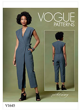 Vogue Patterns-V1645Z-Misses - Patrones de costura para pantalones, monos y pantalones cortos, papel, color blanco