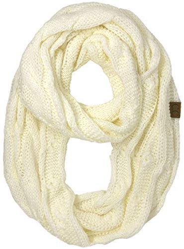 C.C CC Winter Soft Matching Unisex Chunky Knit Cowl Loop Infinity Scarf (Solid Ivory)