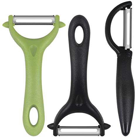 Bomtop 3 Pezzi Pelapatate Professionale, Pelatore, Pelapatate Pela Verdure, Sbucciatore Universale, Pelapatate da Cucina, Pela Patate Pela Carote Adatto per Campeggi in Famiglia, Picnic