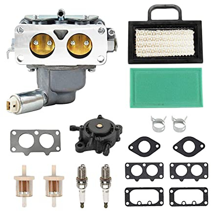 791230 Vergaser-Kit für Briggs and Stratton 407777 20-25 PS V-Twin Motor, 499804 699709 Tune Up Kit für John Deere MIA10632 LA150 LA145 LA130 L120 Rasenmäher mit Luftfilter