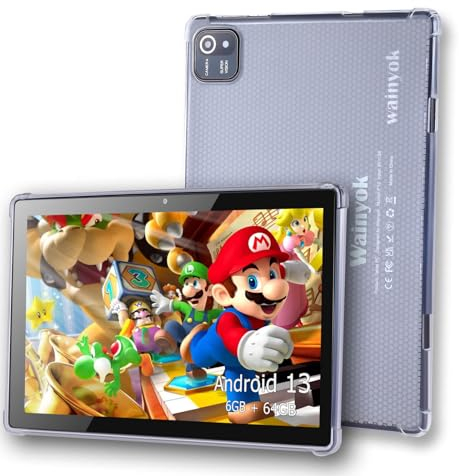 Wainyok 10.1 Zoll Android Tablet Kinder Tablets: 6GB + 64GB, 1TB erweiterbar | 2.0GHz Octa-Core, Dual-Kameras (5MP+8MP), HD IPS Bildschirm, WiFi 5, Bluetooth 5.0, GMS Zertifiziert, Klar