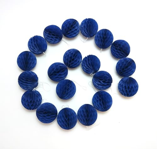 Hanging Paper Honeycomb Balls Party Decorations 20 Pieces 3 Tissue Paper Pom Poms Flower Balls for Birthday Wedding Party Baby Shower Nursery Wall Decor (Royal Blue)