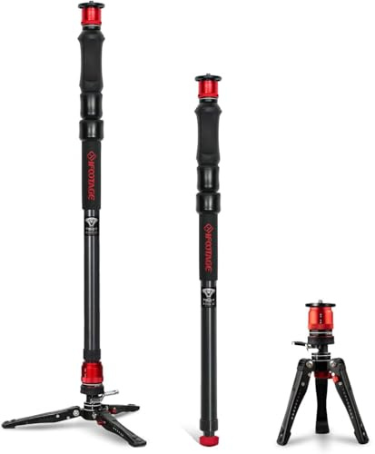 IFOOTAGE Cobra 3 Strike A150S - Monopiede professionale per fotocamera da viaggio, base di blocco a pedale, design con un clic, per VCR DSLR Nikon Sony, carico massimo 5 kg