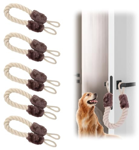 agctrler 5 Stück Türkordel Klemmschutz, 60cm Baumwolle Türstopper Klinke für Haustier und Kinder Fingerschutz, ürklinken stopper kein Zuknallen der Tür mehr (Braun)