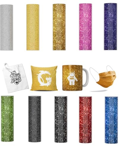 MechKit Infusible Transfer Ink Sheets, 10 Stück Vorgedrucktes Gefärbtes Sublimationspapier 11,5 cm x 30,5 cm Unschmelzbare Transfer Tintenblätter für DIY Tasse T-Shirt Taschen (Glitzer)