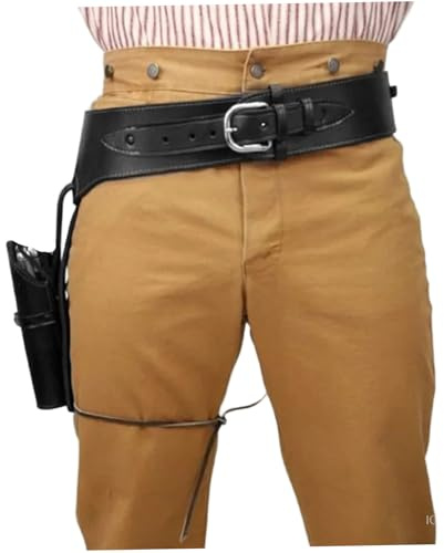 Cowboy-Holster, Leder-Cowboy-Waffengürtel, Verstellbarer Western-Waffengürtel für Cosplay, Maskerade, Party, Schwarz – Western