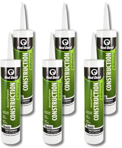 Red Devil 077606 General Purpose Construction Adhesive, 9 oz, 6-Pack, White