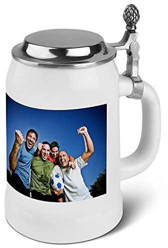 PhotoFancy® - Bierkrug mit Foto Bedrucken - Krug Personalisieren - Humpen mit eigenem Motiv selbst gestalten (Bierkrug mit Deckel 0,5 L)