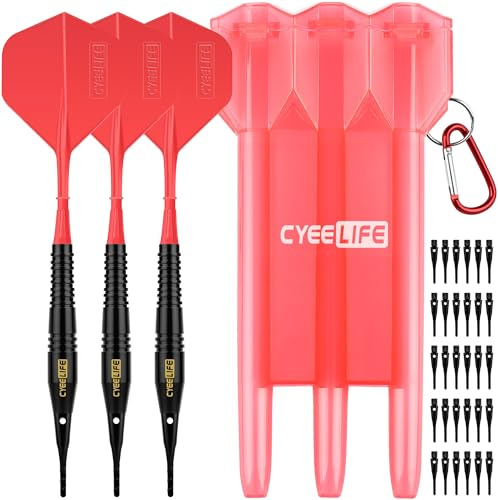 CyeeLife Flechette Pointe Plastique 18g avec Boîtiers et étuis Et integration Empennages