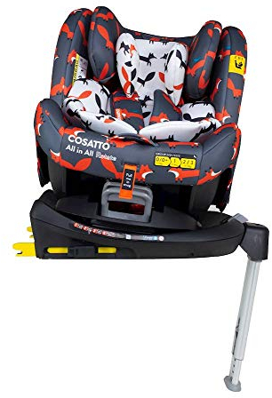 Cosatto All in All Rotate 360° Swivel Spin Car Seat - Group 0+123, 0-36 kg, 0-12years, ISOFIX, ERF, Anti-Escape (Charcoal Mister Fox)