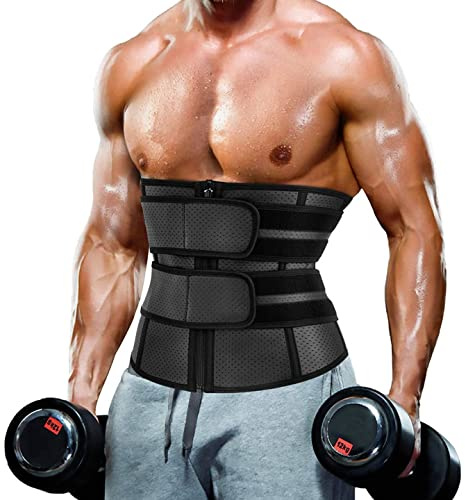CHUMIAN Fascia Addominale Dimagrante per Uomo Cintura Lombare Regolabile Waist Trimmer Allenamento Fitness Addominali Sauna Sudorazione (Nero, XXL)