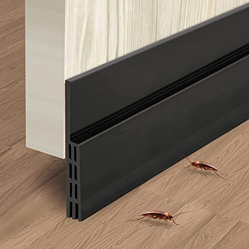Burlete Puerta,YIHAIC Burlete Bajo Puerta Burlete Autoadhesivo de Goma de Silicona, Antipolvo Aislamiento Acústico Prueba De Viento y Agua (200 x 5 cm, Negro)
