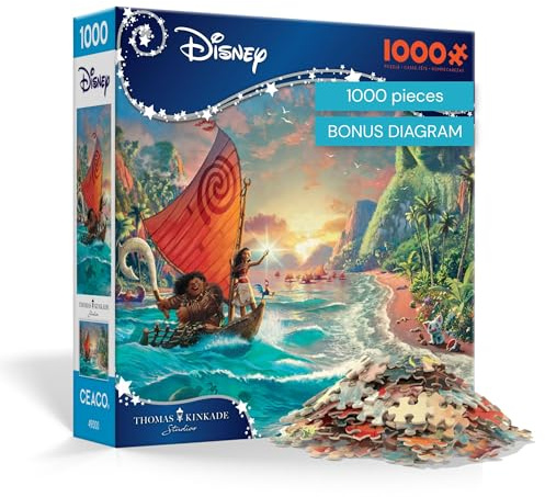 Ceaco - Thomas Kinkade Disney Dreams - Disney's Moana - 1000 Teile Puzzle für Erwachsene - Lebendige Thomas Kinkade Art - Premium Disney Puzzle für Sammler