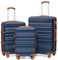 COOLIFE Hartschalen-Koffer Trolley Rollkoffer Reisekoffer mit TSA-Schloss und 4 Rollen (Blau/Braun, Koffer-Set)