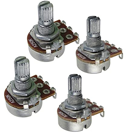 FLEOR 4PCS Guitar Tone Volume Control Pots A250+B250 Set with Bayonet L15mm Short Split Shaft for Electric Bass Guitar((Set of 2A2B)