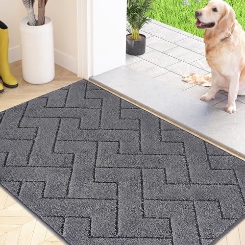 FCSDETAIL Dirt Trapper Indoor Door Mat 60 x 90 cm, Machine Washable Entrance Rug, Super Absorbent Dog Doormat, Non-slip Inside Floor Mat for Entryway, Muddy Shoes & Paws