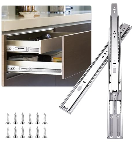 20 inch Drawer Slides 4 Pairs (8pcs) Soft Self Close Full Extension Ball Bearing Drawer Rails Side Mount Metal Dresser Runners for File Cabinet Trash Can Kitchen Wardrobe Glides 20 100 LB Capacity