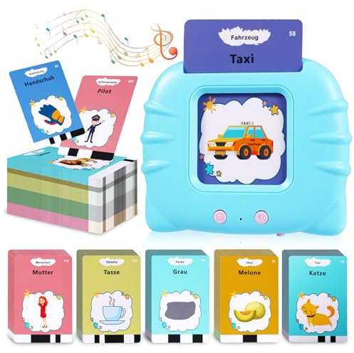 Lernspielzeug Sprechende Lernkarten Deutsch ab 2 3 4 5 Sprechen Flash Karten Lernspiele Für Autismus Wörter Lernen Spielzeug für Kinder Logopädie Spiele Sprachförderung 224 Deutsch Wörter