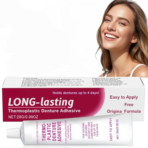 28G Thermoplastic Denture Adhesive Cream,Thermoplastic Lasting Super Hold Denture Adhesive,Comfortable Non Glue Long Holding Denture,Comfort Stability False Teeth Adhesive,Dentu/re Adh/esive Repair