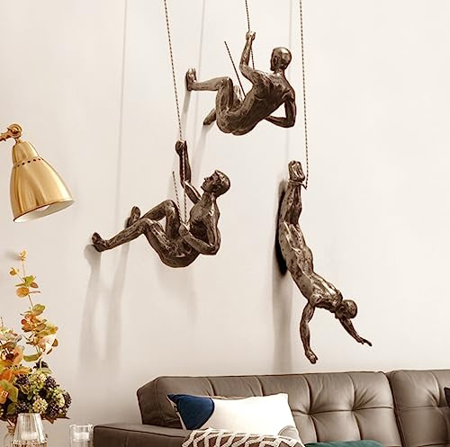 MODIRNATION 'The Alpinist' Modern Hanging Wall Figurine, Retro Stylish Resin Statue for Home and Office Decor, Nordic Art/Wall Sculpture (Climbing Man - Right Hand)