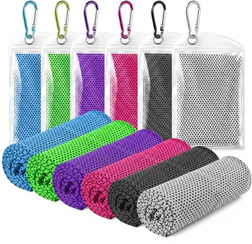 GLGHMH 6PCS Cooling Towels Microfibre Sweat Cloth Breathable Instant Neck Cooler For Men Women Adults For Gym Fitness Yoga Golf Camping Travel Summer Sports Essentials Workout Accessories Set