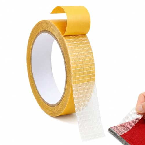 SJIFJSE Ruban En Tissu Double Face Lourd Adhésif Résistant, Réparation de Vêtements et Installation de Tapis Temporaire, Bande Collante pour Ourlet Adhésif Thermocollant, 2.5 cm x 10 Mètres