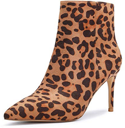 Castamere Polacchine Donna Stivali Cerniera Tacco a Spillo 8CM Marrone Leopardo Scamosciato Scarpe EU 40