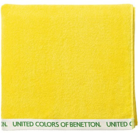 Benetton Toalla DE Playa 90X160CM 380GSM 100% ALGODÓN Velour Amarillo Rainbow, BE142