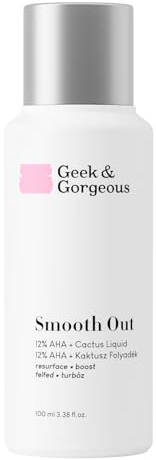 Geek & Gorgeous SMOOTH OUT - Gesichtspeeling mit 12% AHA und beruhigendem Feigenkaktus Extrakt - für normale, trockene, fettige und Mischhaut - 100 ml Flasche