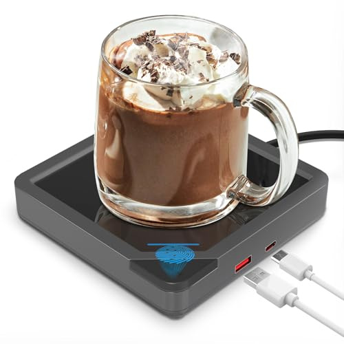 Coffee Mug Warmer Dual USB - Yolin Cup Warmer for Office Desk Use / Electric Beverage Warmer with Auto Shut Off After 8 Hours Feature / Coffee Warmer Plate for Cocoa Tea Water Milk Candle